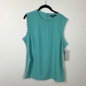Brand new with tags Preston & York aqua blue scalloped sleeveless top Size Large